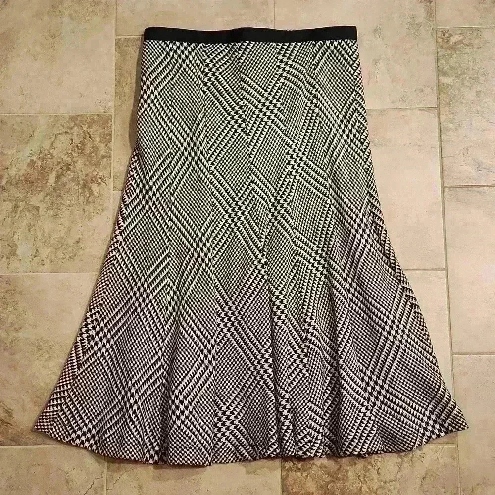 Charter Club Houndstooth Flare Paneled Midi Skirt